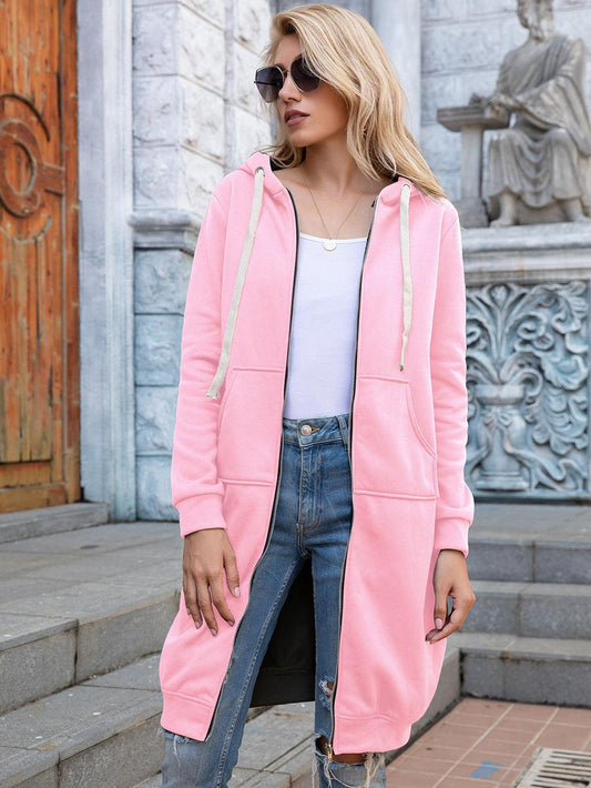 Get trendy with Full Size Zip-Up Longline Hoodie with Pockets - Trending available at Styles Code. Grab yours today!