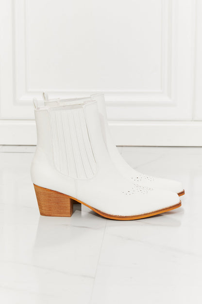 Get trendy with MMShoes Love the Journey Stacked Heel Chelsea Boot in White - Shoes available at Styles Code. Grab yours today!