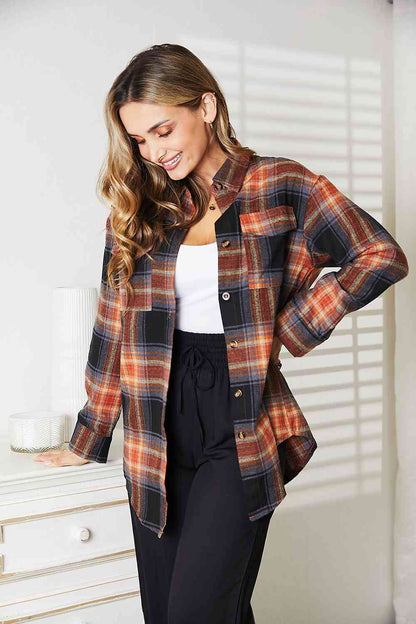 Get trendy with Double Take Plaid Dropped Shoulder Shirt - Shirt available at Styles Code. Grab yours today!