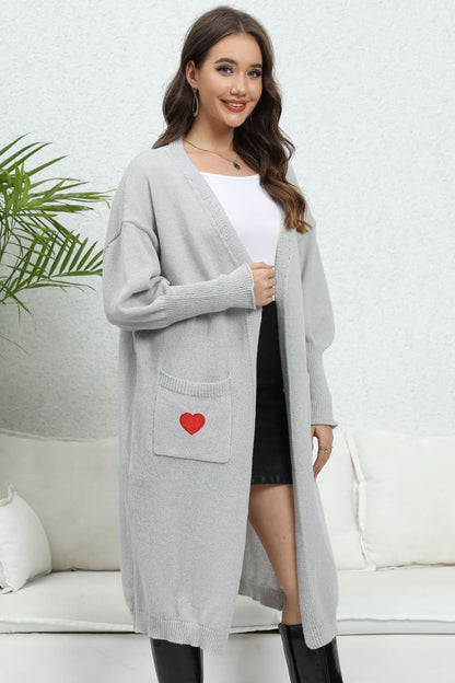 Get trendy with Lantern Sleeve Open Front Pocketed Cardigan - Cardigan available at Styles Code. Grab yours today!