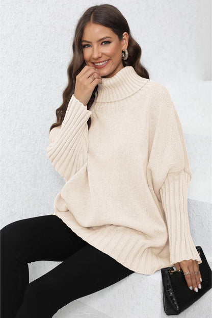 Get trendy with Turtle Neck Long Sleeve Ribbed Sweater - Sweater available at Styles Code. Grab yours today!