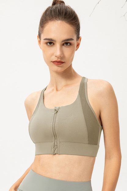 Get trendy with Zip-Up Round Neck Sports Bra - Activewear available at Styles Code. Grab yours today!