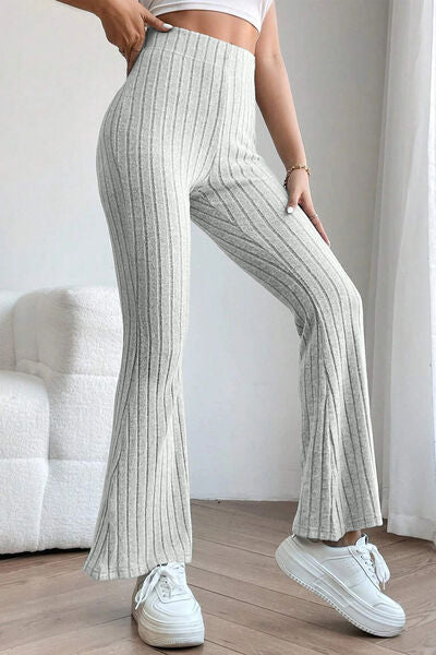 Get trendy with Basic Bae Full Size Ribbed High Waist Flare Pants -  available at Styles Code. Grab yours today!