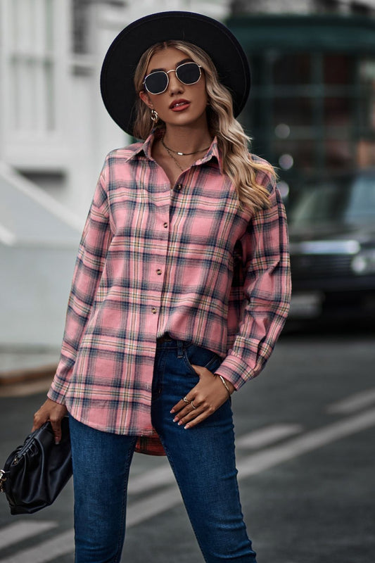 Get trendy with Plaid Long Sleeve Shirt - Tops available at Styles Code. Grab yours today!