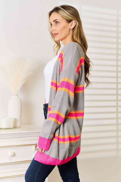 Get trendy with Woven Right Ribbed Long Sleeve Cardigan - Cardigan available at Styles Code. Grab yours today!