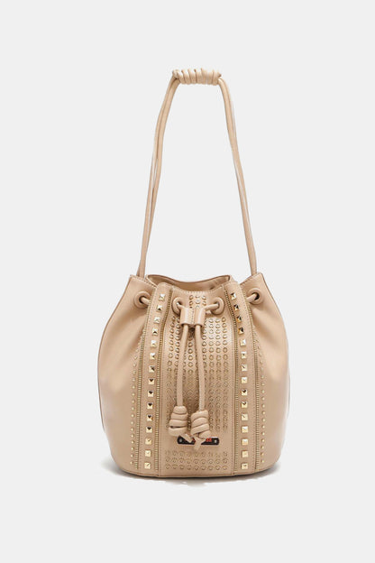 Get trendy with Nicole Lee USA Amy Studded Bucket Bag - Bags available at Styles Code. Grab yours today!