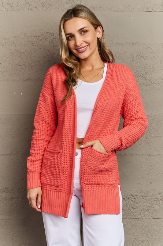 Get trendy with Zenana Bright & Cozy Full Size Waffle Knit Cardigan - Luxe available at Styles Code. Grab yours today!