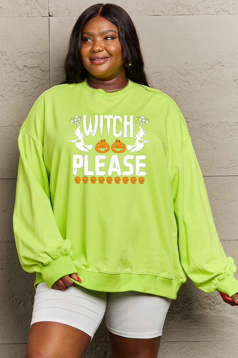 Get trendy with Simply Love Full Size WITCH PLEASE Graphic Sweatshirt - Halloween Clothes available at Styles Code. Grab yours today!