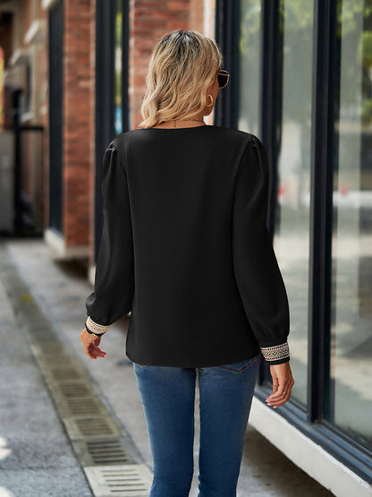 Get trendy with V-Neck Long Sleeve Blouse - Tops available at Styles Code. Grab yours today!