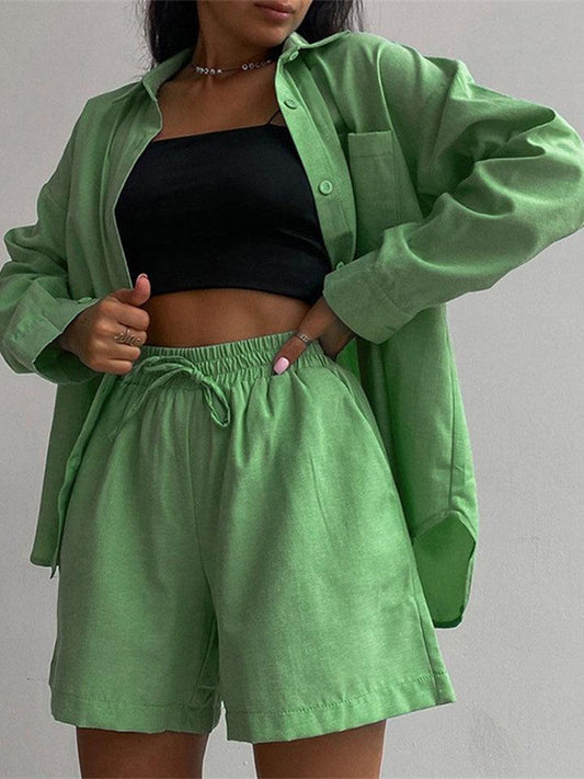 Get trendy with Dropped Shoulder Shirt and Shorts Set - Two Piece Sets available at Styles Code. Grab yours today!