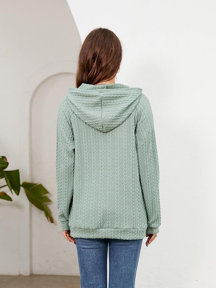 Get trendy with Sleeve Front Pocket Hoodie - Tops available at Styles Code. Grab yours today!