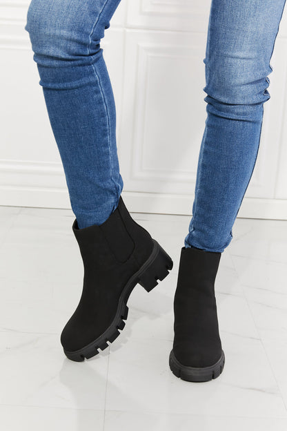 Get trendy with MMShoes Work For It Matte Lug Sole Chelsea Boots in Black - Shoes available at Styles Code. Grab yours today!