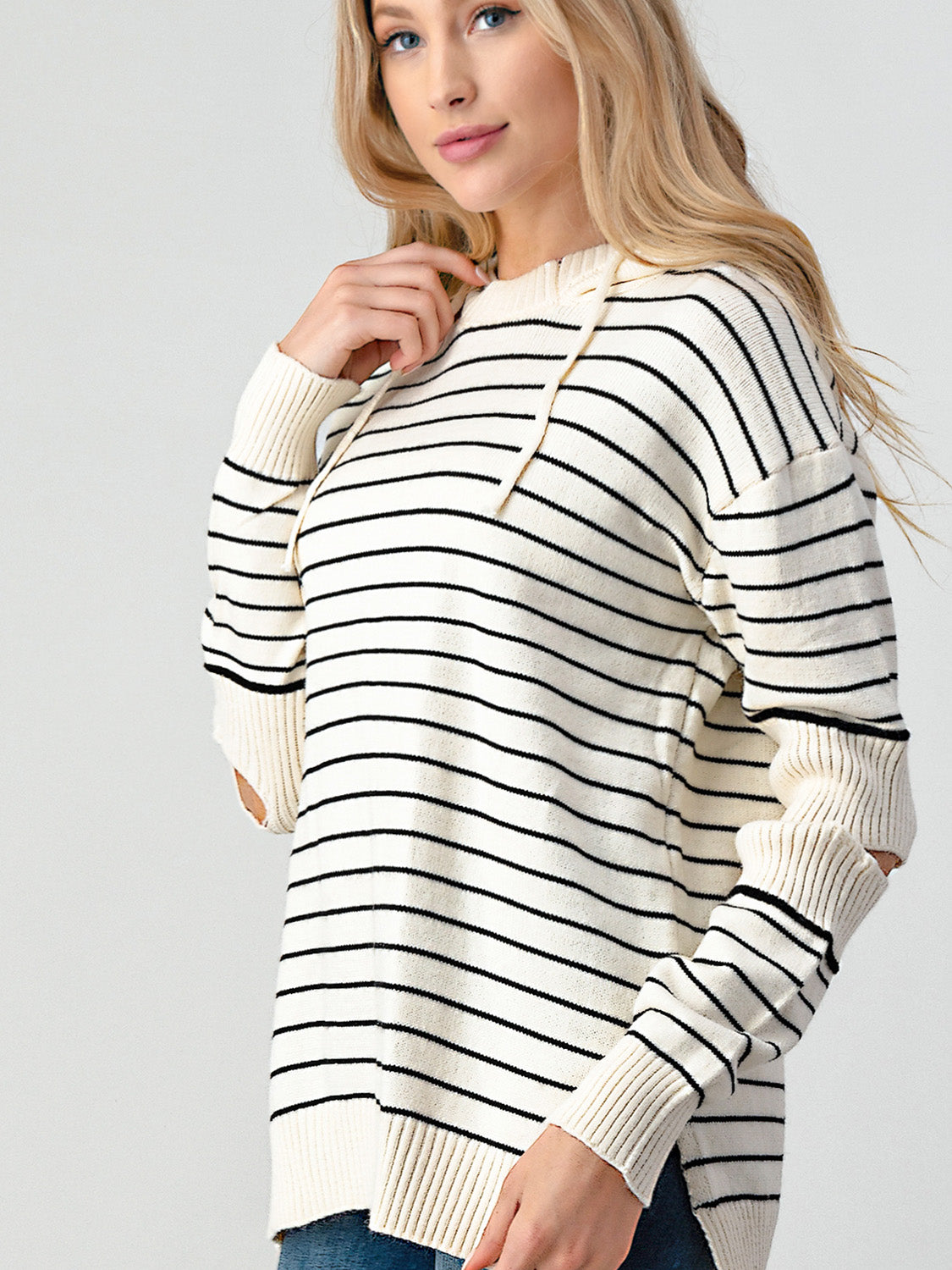 Get trendy with Striped Cutout Slit Sweater - Tops available at Styles Code. Grab yours today!