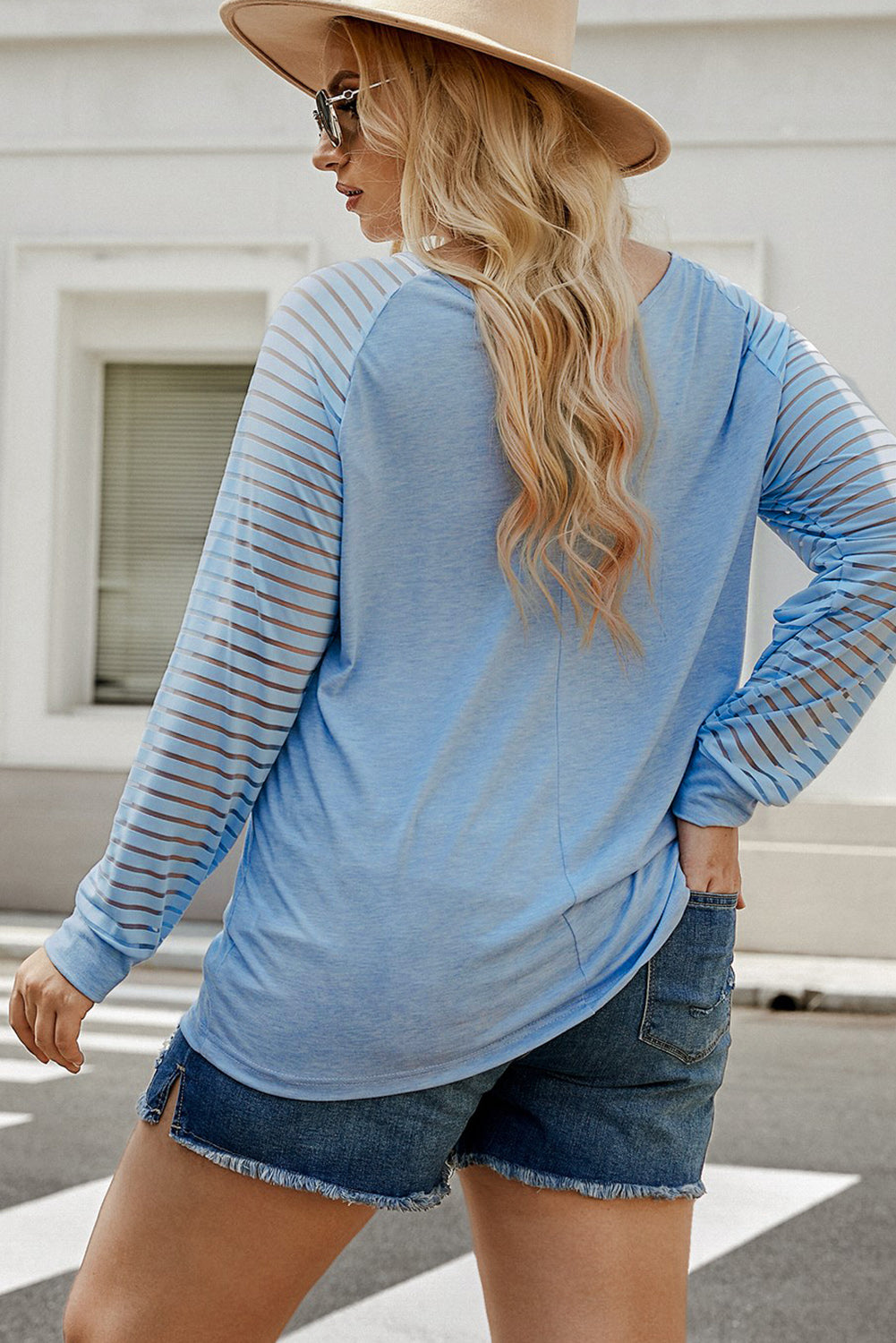 Get trendy with Plus Size Sheer Striped Sleeve V-Neck Top - Plus Size available at Styles Code. Grab yours today!